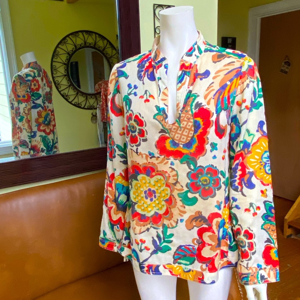 Tory Burch 🧡 tunic size 8 -Multicolor flower pattern.